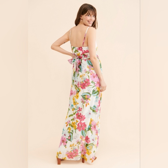 Pietro Brunelli Maternity Murano Maxi Dress Women's Small Floral Chiffon W/ Belt - Picture 8 of 8